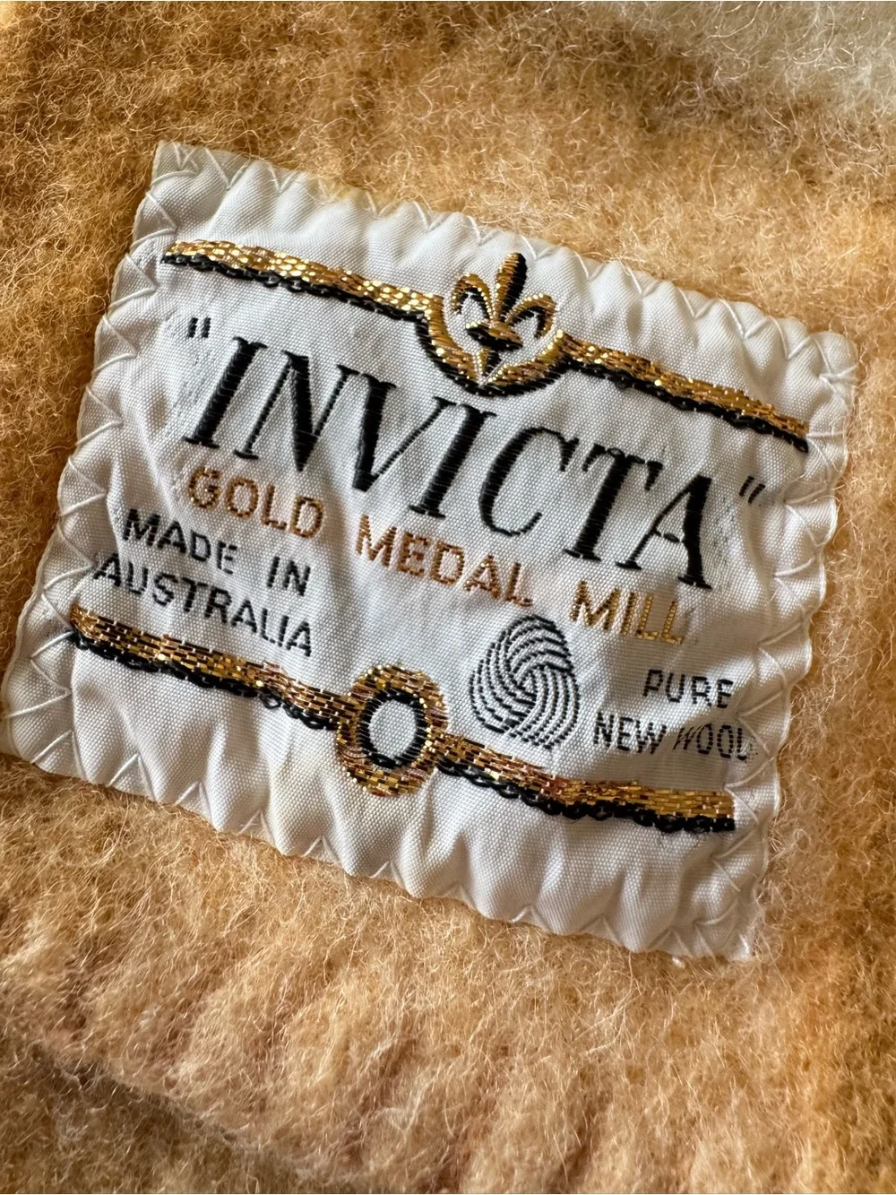 Invicta Australian Wool Plaid Throw Blanket Camel Cream Plaid Check 57x80 Queen